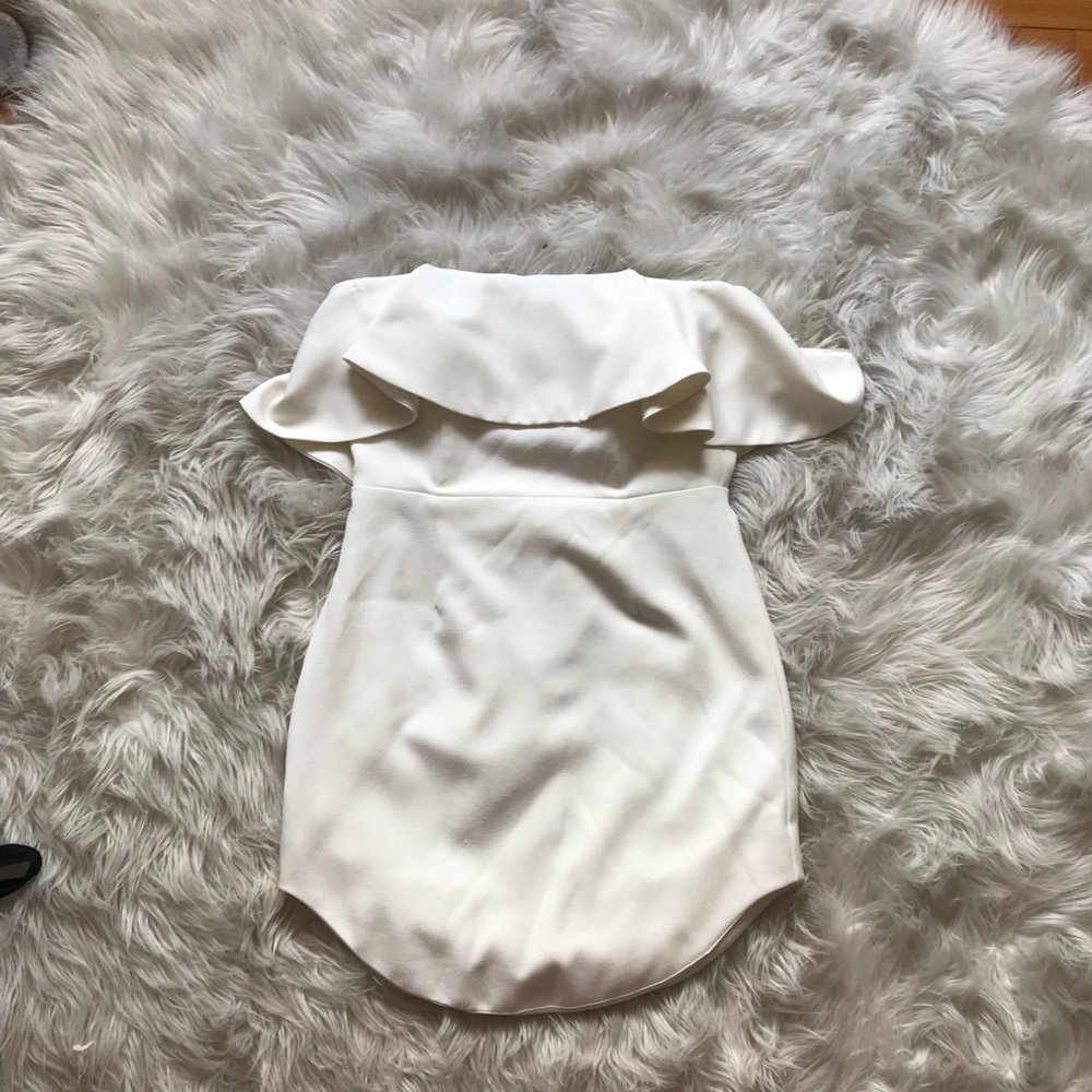 Strapless white mini dress